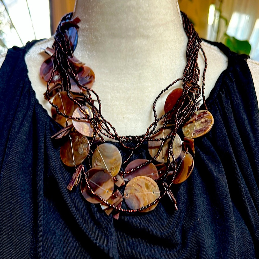 Vintage Mother of Pearl and Seed Bead Necklace - Excellent Condition